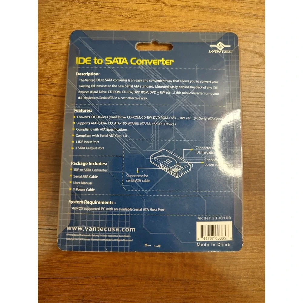 Vantec IDE to SATA Convertor NIP Convert existing IDE device to Serial ATA B8